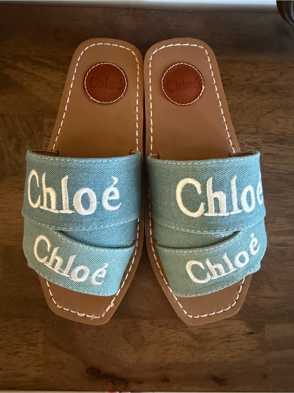 Chloe Woody Flat Mule Sandals